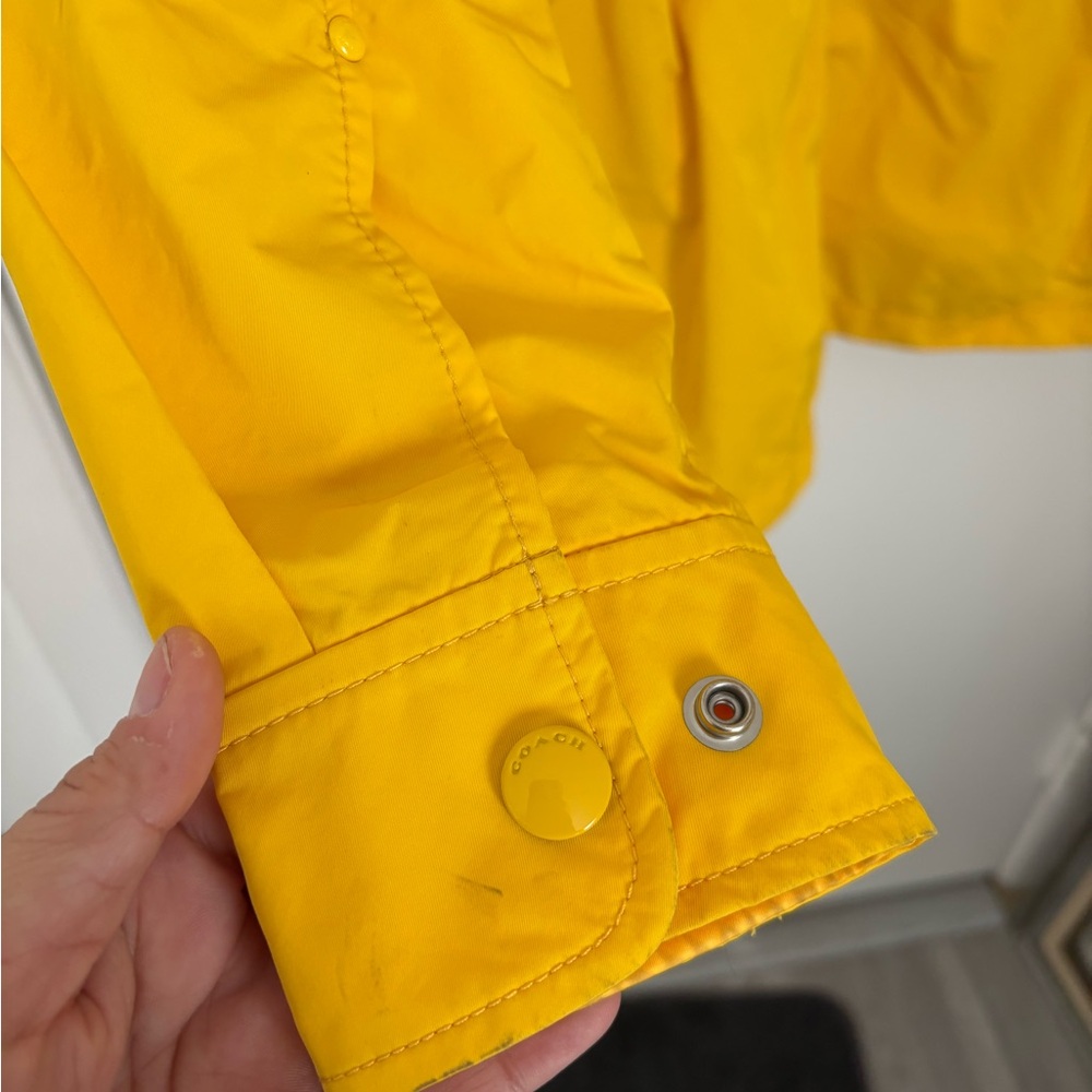 Coach Windbreaker Raincoat Yellow Jacket Cinched Waist F86465 - Medium - Picture 10 of 13